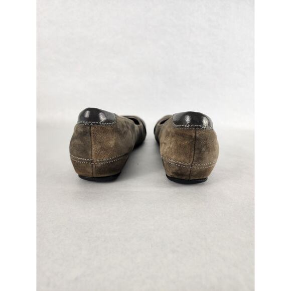 Ecco Womens Suede Flats Size US 8/8.5 Dark Green Cottagecore - Picture 5 of 9